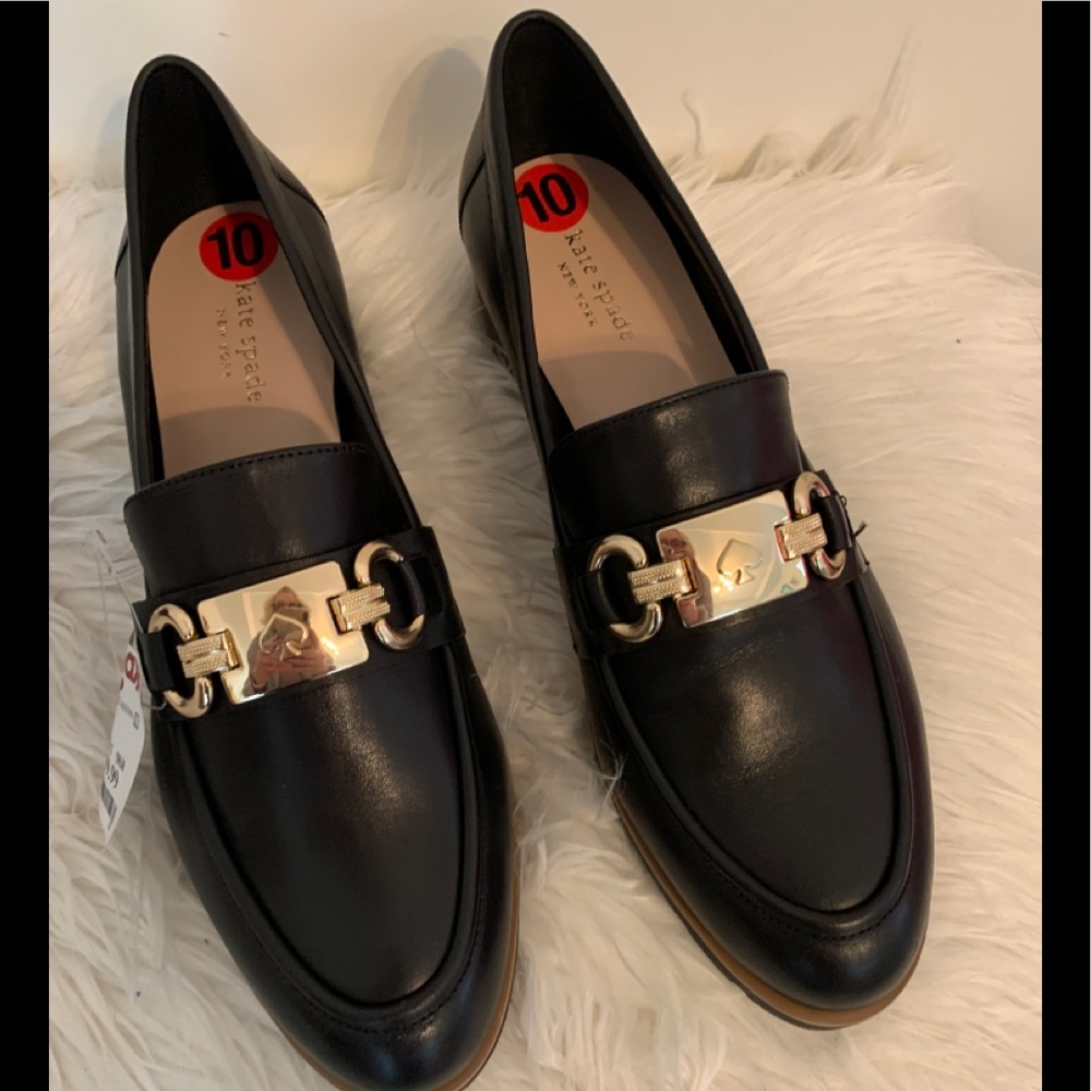 Kate Spade Lug Sole Loafers, Black,Size:10M NWT